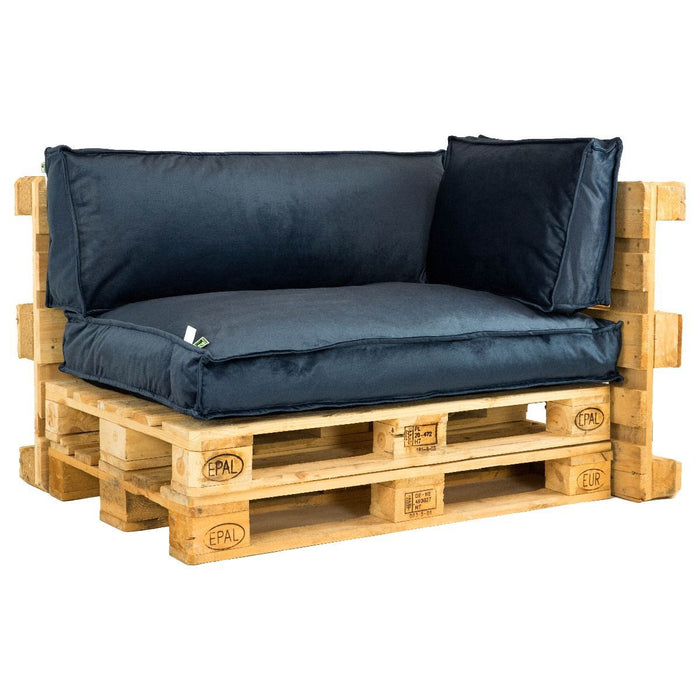 2L Home & Garden Palletkussen Velvet Donkerblauw - 120 x 80cm