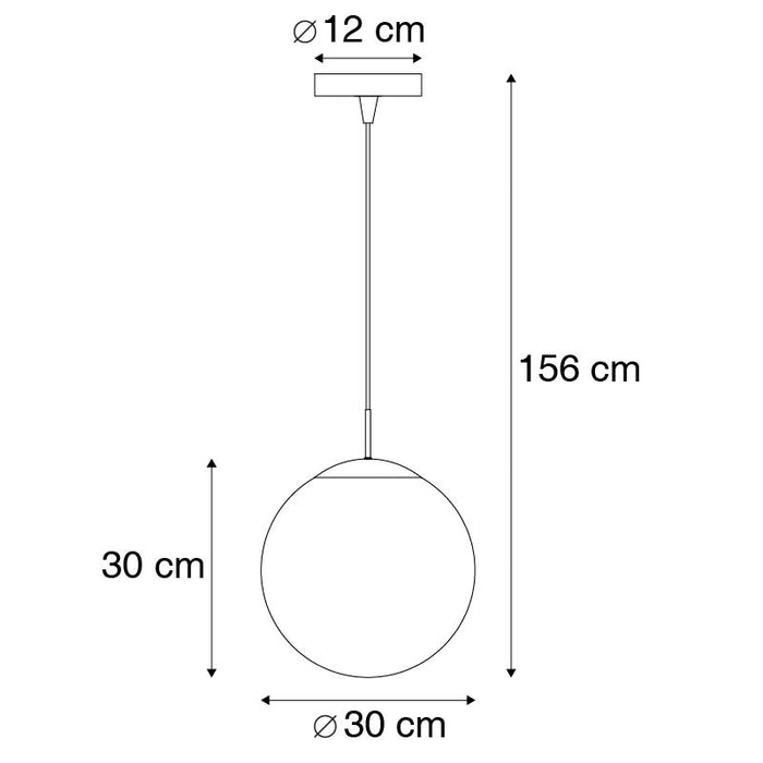 QAZQA Moderne hanglamp messing met smoke glas 30 cm - Ball