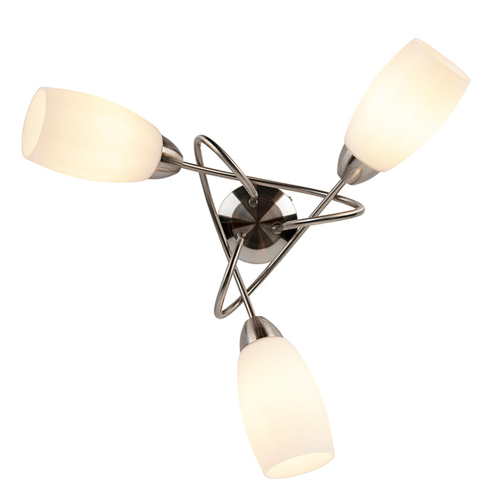 QAZQA Klassieke plafondlamp staal 3-lichts - Fortress