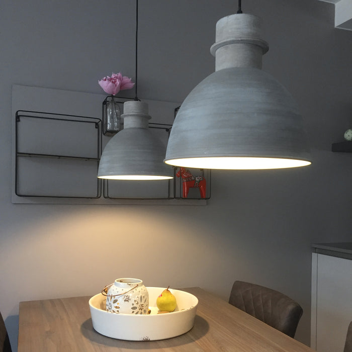 QAZQA Set van 2 landelijke hanglampen grijs - Dory