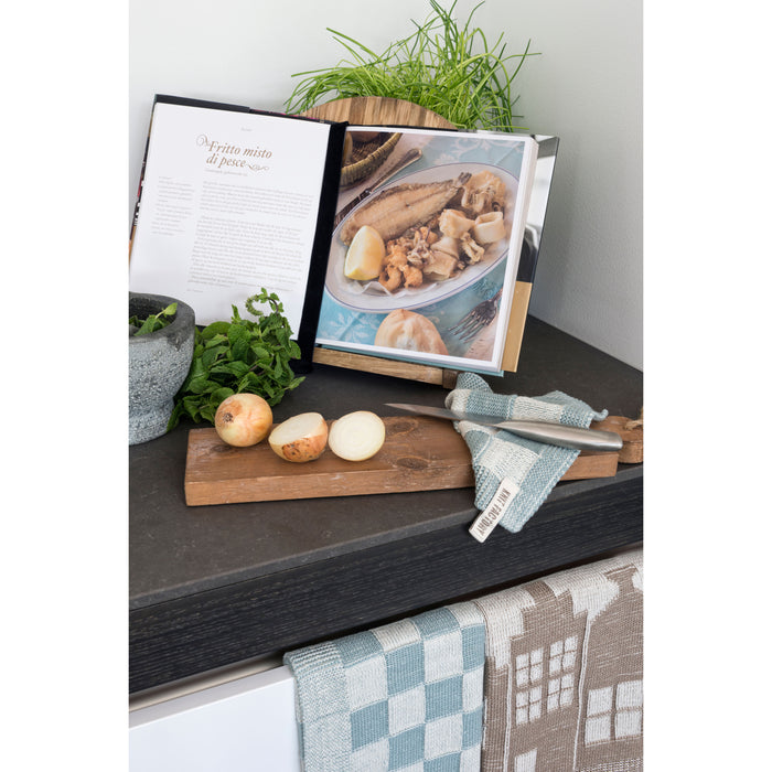 Knit Factory Gebreide Keukendoek House - Ecru|Antraciet - 50x50 cm