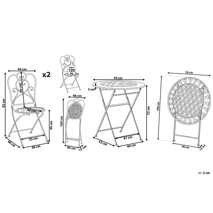 Beliani - TRIESTE - Bistroset voor 2 - Beige - IJzer