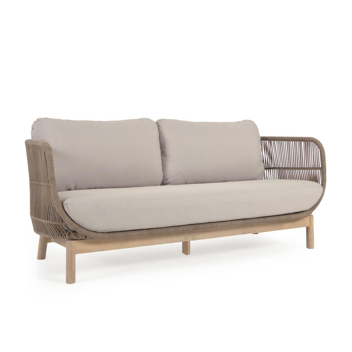Kave Home - Catalina 3-zitsbank gemaakt met beige touw en FSC massief