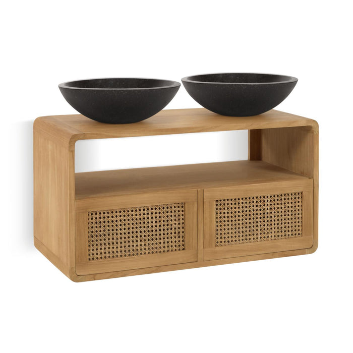 Kave Home - Sabiela massief teakhouten badkamermeubel 86 x 45 cm