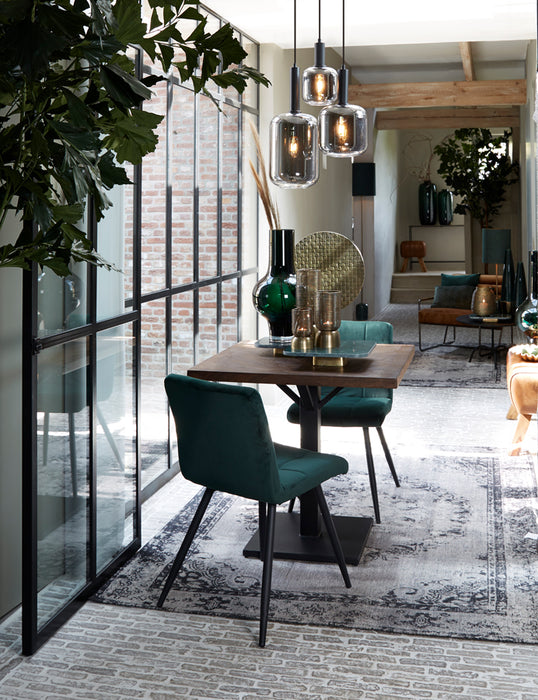 Light & Living Light&living Hanglamp Ø16x26 cm LEKAR zwart+smoke glas