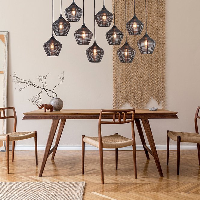 Light&living Hanglamp 10L 120x25x29,5 cm ALVARO mat zwart