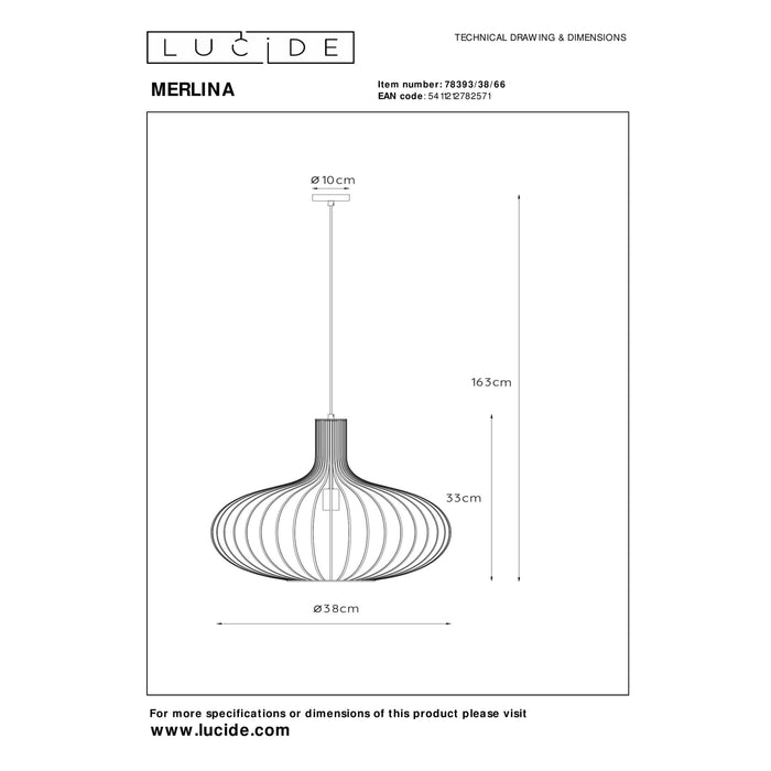 Lucide MERLINA Hanglamp 1xE27 - Roze