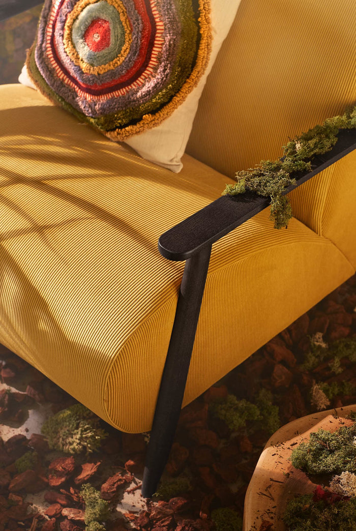 Kave Home - Fauteuil Meghan in corduroy mosterd met massief