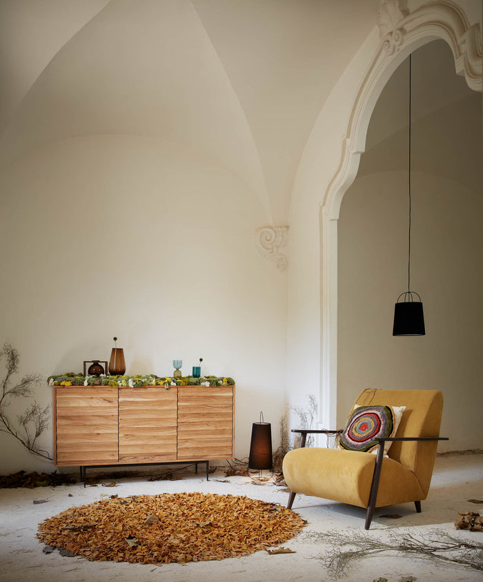 Kave Home - Fauteuil Meghan in corduroy mosterd met massief