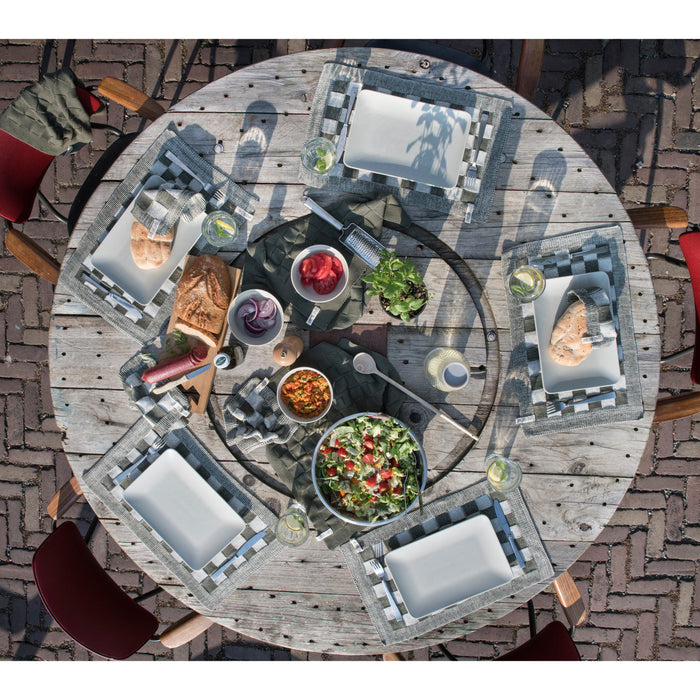 Knit Factory Gebreide Placemat Block - Ecru|Linnen - 50x30 cm