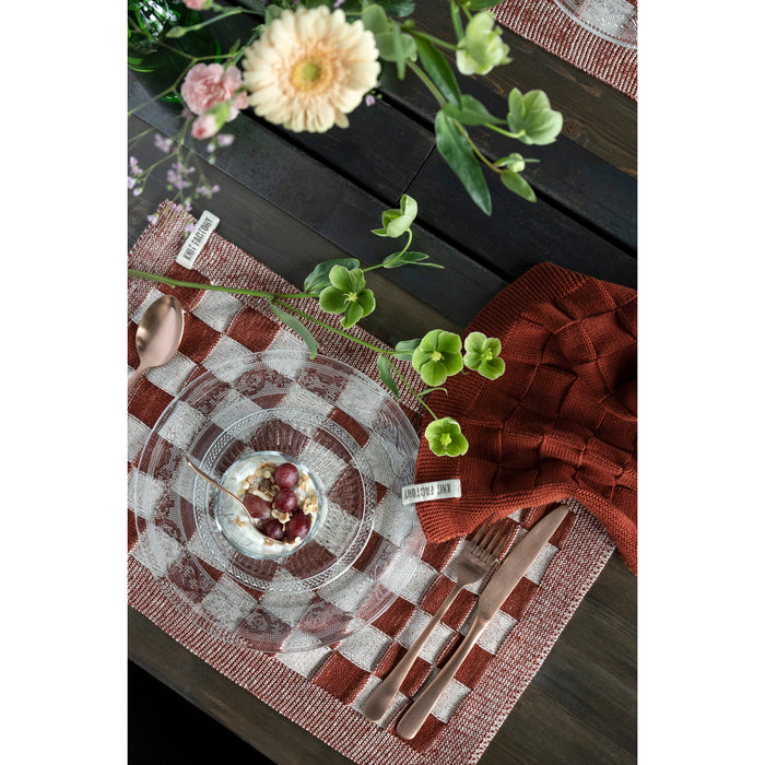 Knit Factory Gebreide Placemat Block - Ecru|Linnen - 50x30 cm