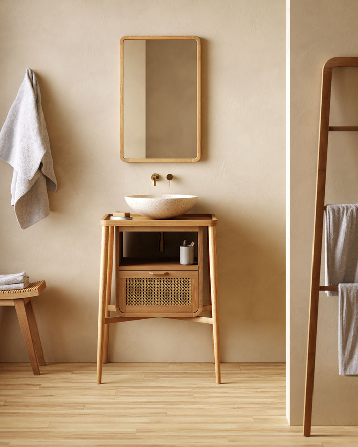 Kave Home - Vrijstaande wastafel Delina wit terrazzo Ø 40 cm