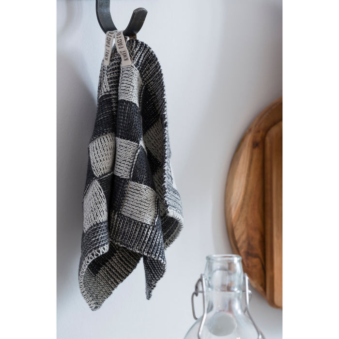 Knit Factory Gebreide Pannenlap Block - Ecru|Linnen - 23x23 cm