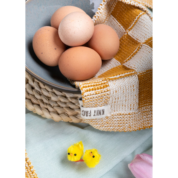 Knit Factory Gebreide Pannenlap Block - Ecru|Linnen - 23x23 cm