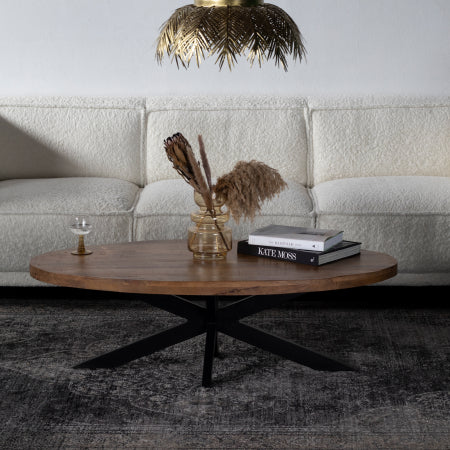 Giga Meubel - Salontafel Ovaal Naturel - Mangohout - 130x70x40cm