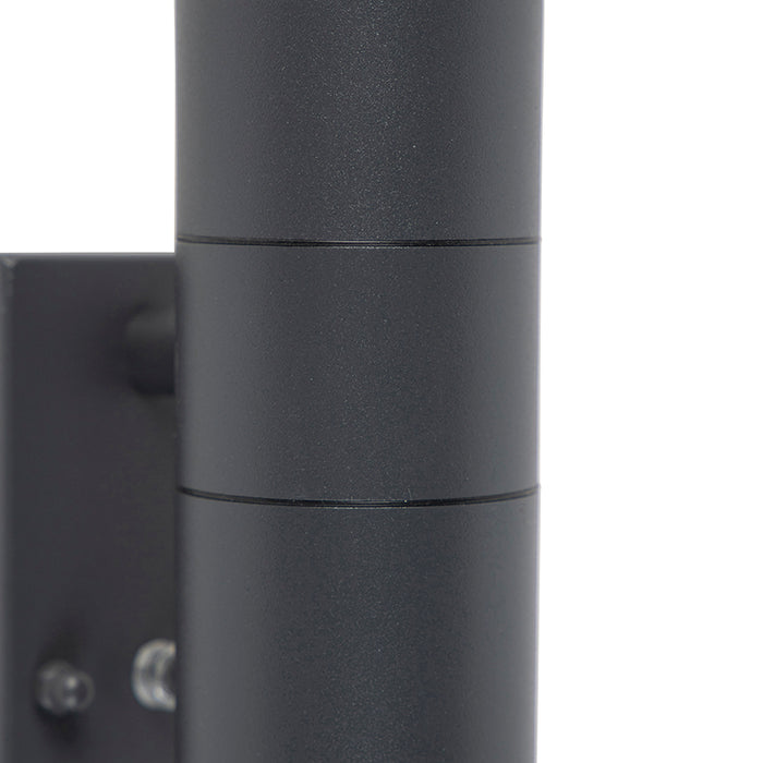 QAZQA Buiten wandlamp donkergrijs 2-lichts met schemersensor - Duo