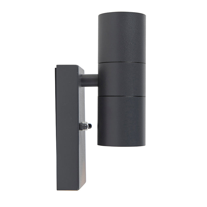 QAZQA Buiten wandlamp donkergrijs 2-lichts met schemersensor - Duo