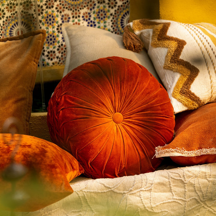 Dutch Decor Sierkussen rond Ø 40 cm velvet - KAJA - Potters Clay terra