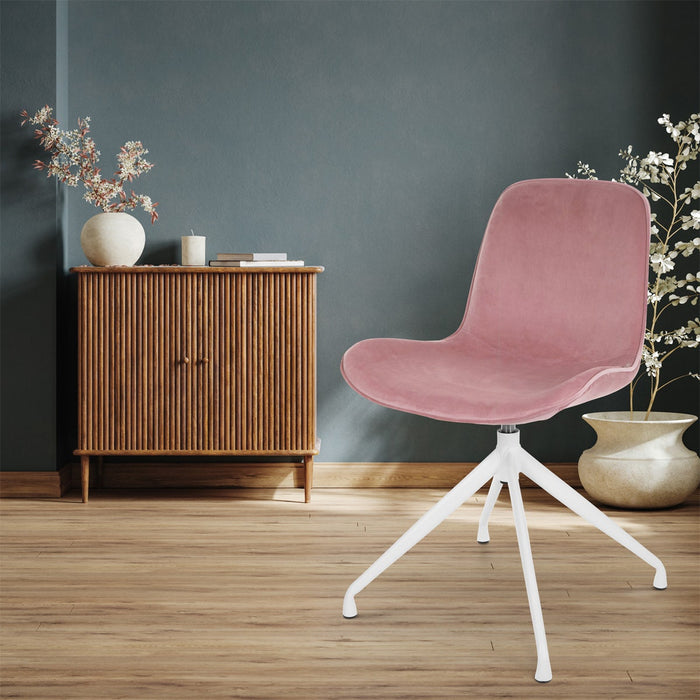 Nolon Nola-Fé draaibare eetkamerstoel velvet roze - wit onderstel