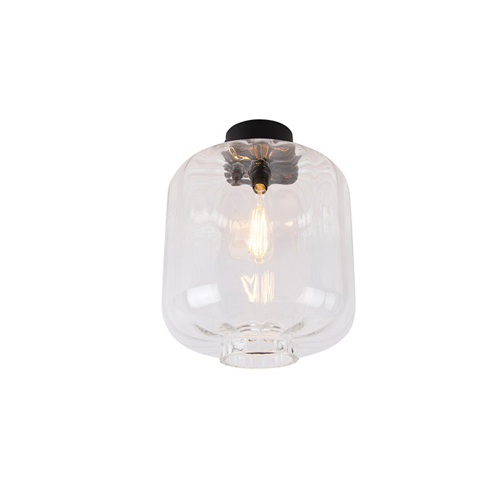 QAZQA Design plafondlamp zwart met helder glas - Qara