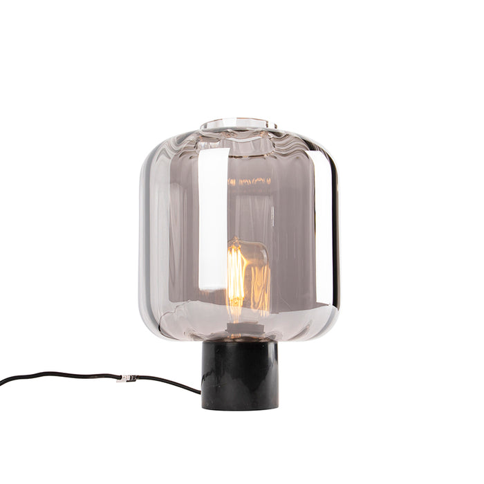 QAZQA Design tafellamp zwart met smoke glas - Qara