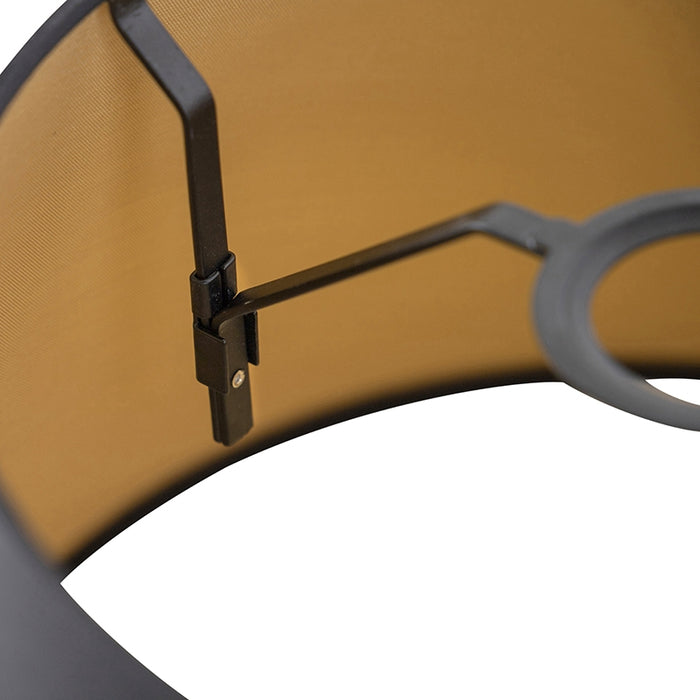 QAZQA Katoenen lampenkap zwart 32|25|18 met gouden binnenkant