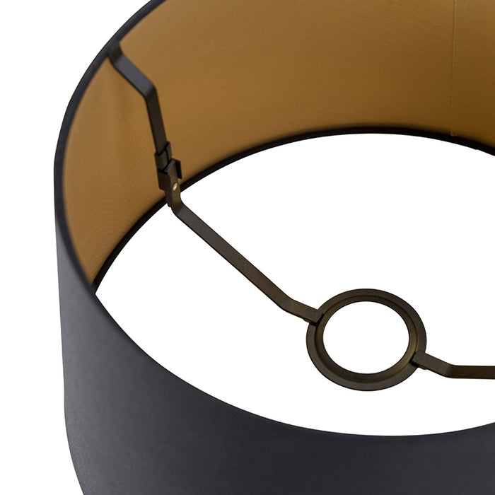 QAZQA Katoenen lampenkap zwart 32|25|18 met gouden binnenkant