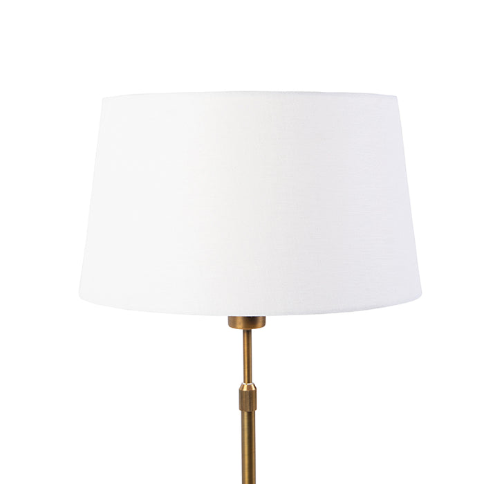 QAZQA Bronze tafellamp met linnen kap wit 35cm - Parte