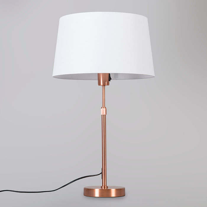 QAZQA Tafellamp koper met kap wit 35 cm verstelbaar - Parte