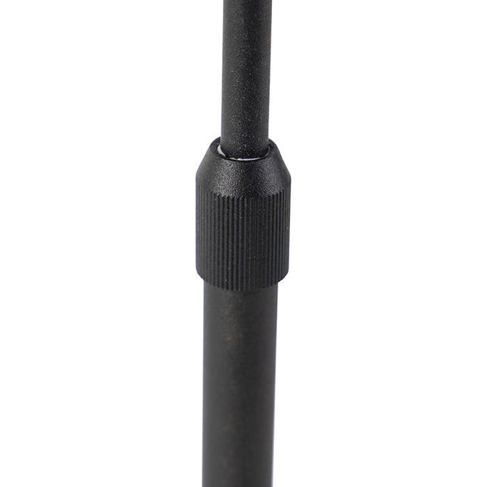 QAZQA Tafellamp zwart met linnen kap wit 35 cm verstelbaar - Parte