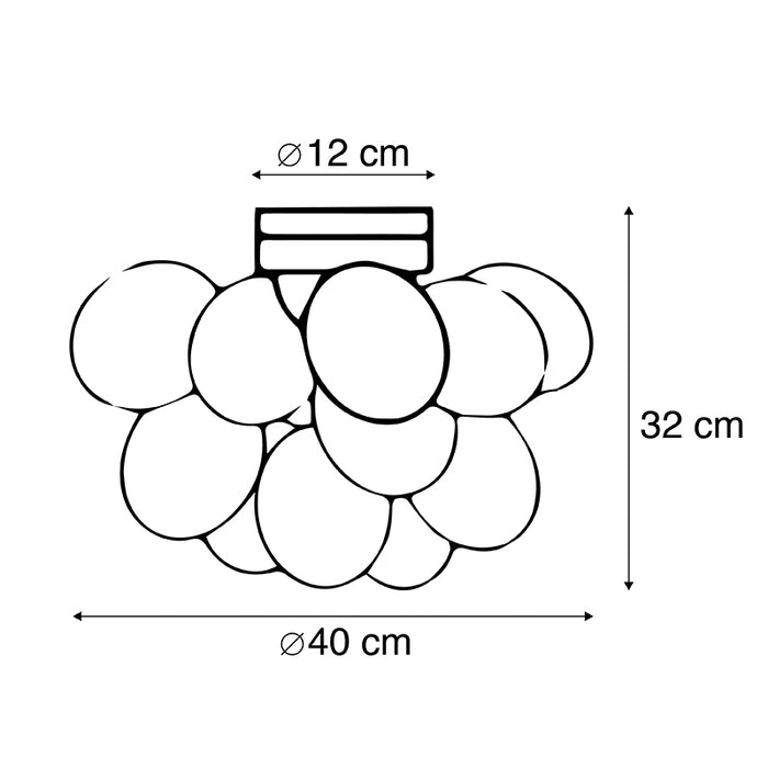 QAZQA Design plafondlamp zwart met amber glas 4-lichts - Uvas