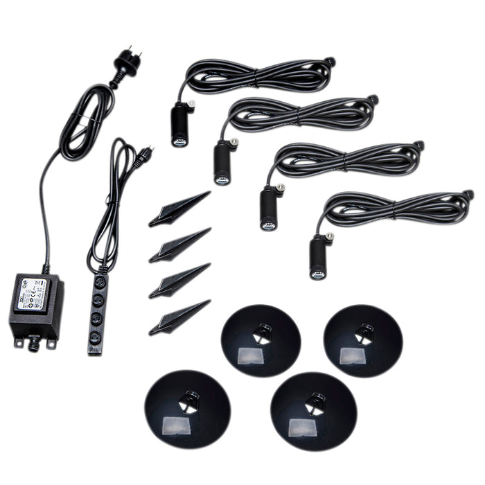 QAZQA Set van 4 prikspots zwart incl. LED IP68 - Garly