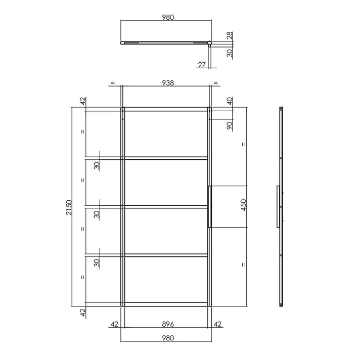 Intersteel DIY-schuifdeur Cubo zwart incl. matglas 2150x980x28mm +