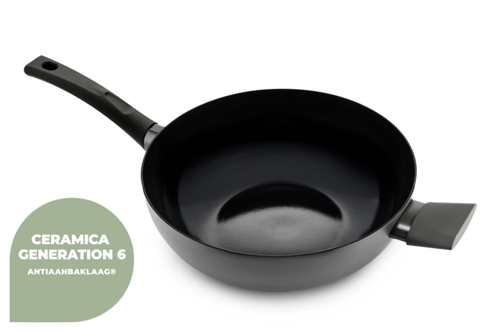 ISENVI Avon keramische wokpan 36 CM - Ergo greep