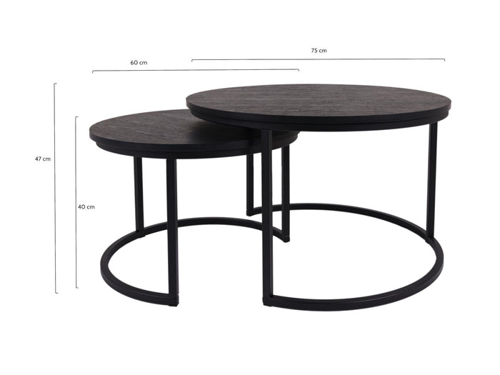 MaximaVida ronde salontafel set Chicago XL zwart 75 cm