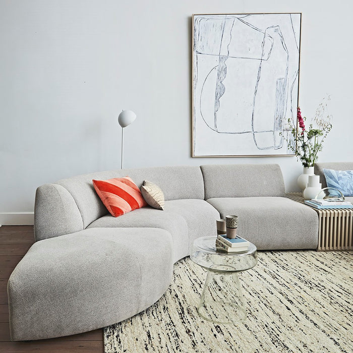 HKliving Jax Bank Element - Middenstuk Rond - Geweven Stof - Naturel Melange