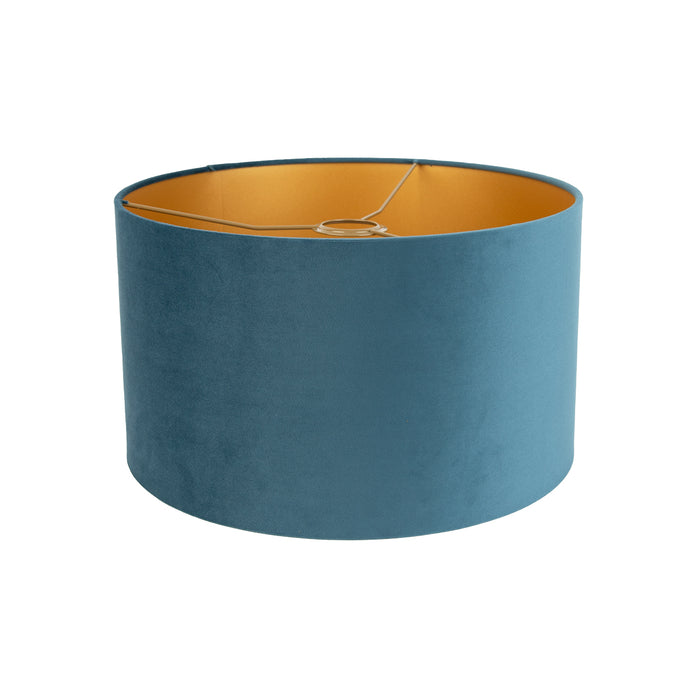 QAZQA Velours lampenkap blauw 35|35|20 met gouden binnenkant