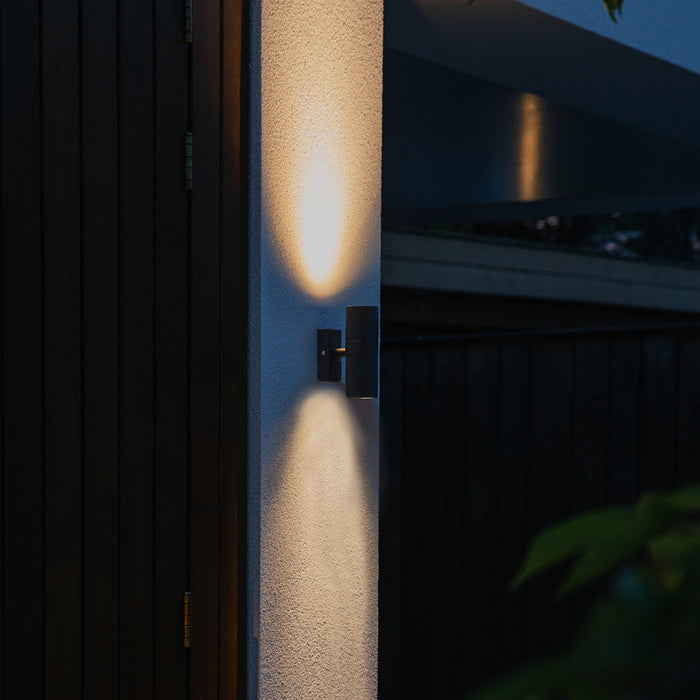 QAZQA Buitenwandlamp zwart 2-lichts IP44 - Duo