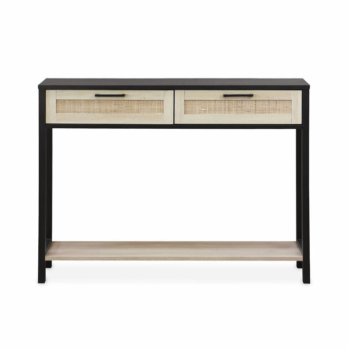 sweeek - Sidetable met webbing en zwart houteffect