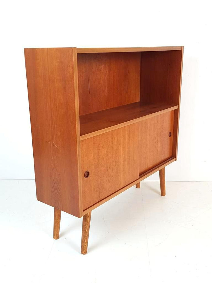 Reliving Vintage Deens Teak Fineer Houten Schuifdeur Kastje