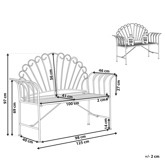 Beliani - CAVINIA - Tuinbank - Roze - Metaal