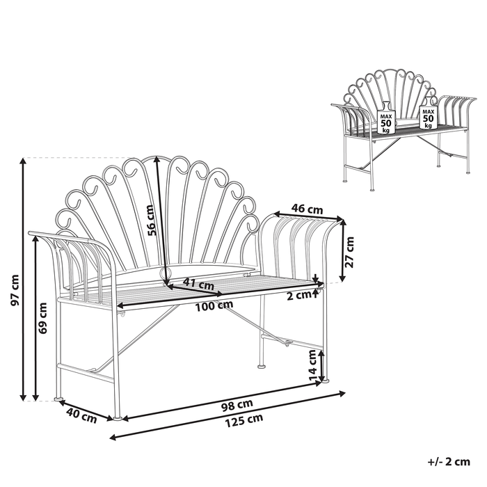 Beliani - CAVINIA - Tuinbank - Roze - Metaal