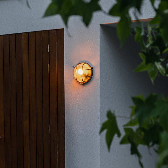 QAZQA Wand- en plafondlamp goud|messing rond IP44 - Noutica