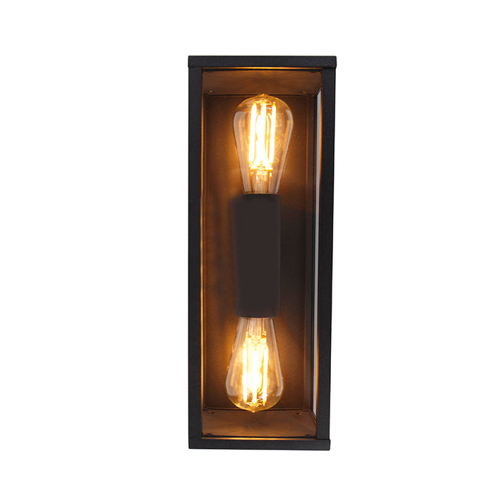 QAZQA Industriële wandlamp zwart 38 cm 2-lichts IP44 - Charlois