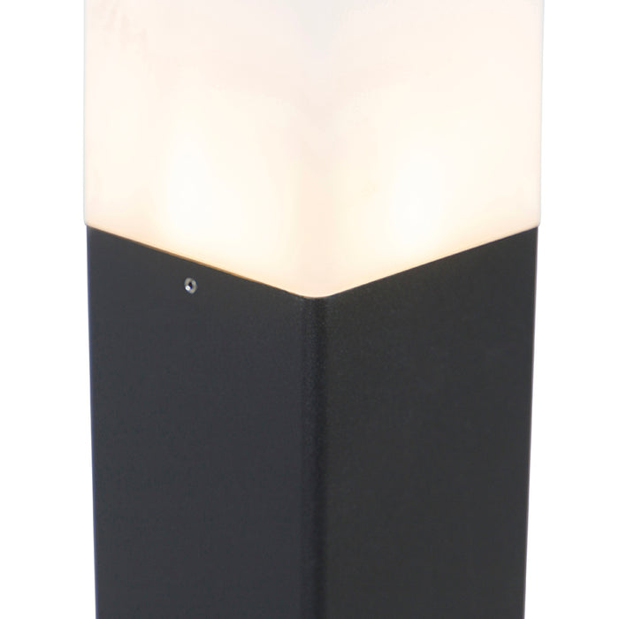 QAZQA Staande buitenlamp zwart met opaal witte kap 50 cm - Denmark