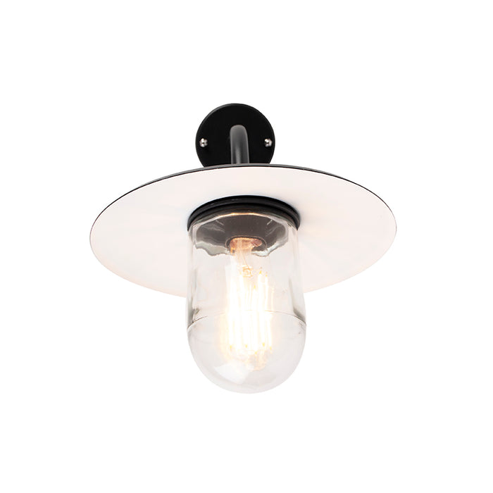 QAZQA Buitenwandlamp zwart met glas IP44 - Munich