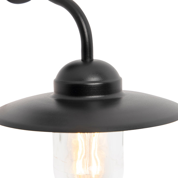 QAZQA Buitenwandlamp zwart met glas IP44 - Munich