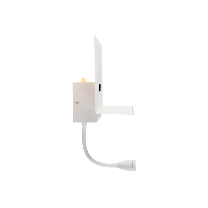 QAZQA Moderne wandlamp wit met USB en flexarm - Flero