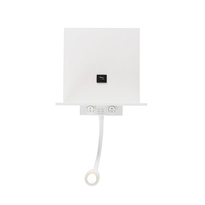 QAZQA Moderne wandlamp wit met USB en flexarm - Flero