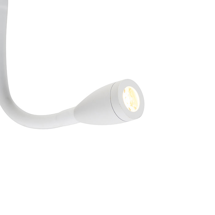 QAZQA Moderne wandlamp wit met USB en flexarm - Flero